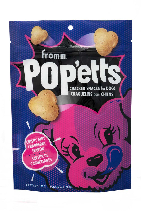 Fromm Pop'etts Crispy Airy Cranberry Flavor Cracker Snacks Dog Treats (6 oz.)